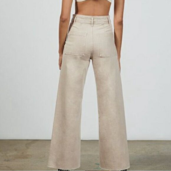 ZARA ZW Collection High Waist Marine Straight Jeans with Pockets – Beige – Size - Picture 6 of 16